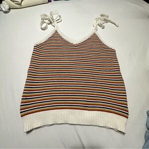 Crescent Multicolor Striped Tie Strap Tank Top